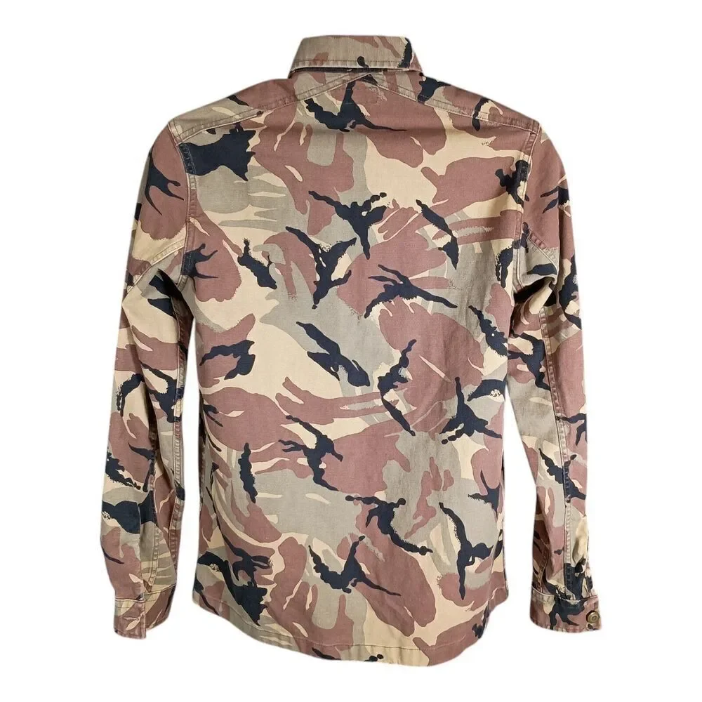 Wallace & Barnes J. Crew Camo Jacket Field Coat Cotton Canvas Over Shirt Mens S